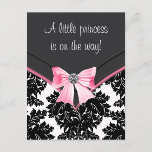 Invitation Baby shower Damas rose et noir