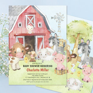 Invitation Baby shower d'amis de Cute Barnyard