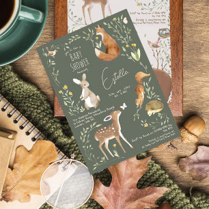 Invitation Baby shower d'amis de la forêt