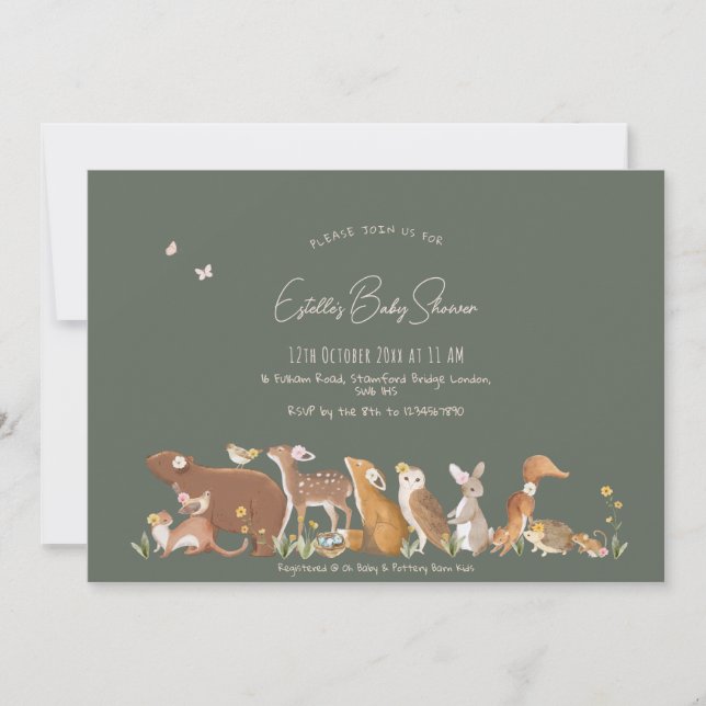 Invitation Baby shower d'amis de la forêt (Devant)