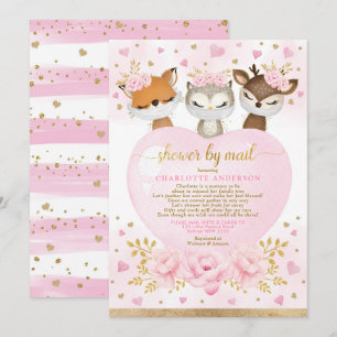 Invitation Baby shower d'amour de bois rose Gold par courrier