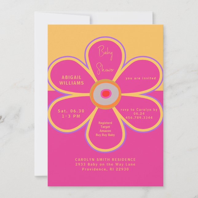 Invitation Baby shower d'amusement Floral Rose (Devant)