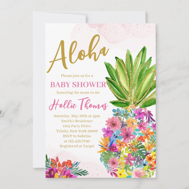 Invitation Baby shower d'ananas (Devant)