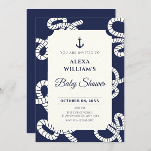Invitation Baby shower d'ancre bleu marine