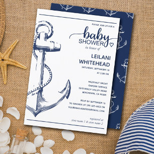 Invitation Baby shower d'Ancre de la marine nautique