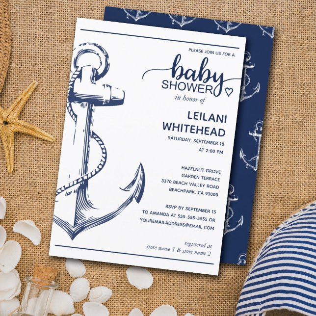 Invitation Baby shower d'Ancre de la marine nautique (Créateur téléchargé)