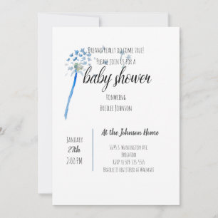 Invitation Baby shower Dandelion Watercolor
