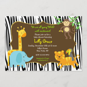 Invitation Baby shower d'animal de safari de jungle
