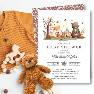 Invitation Baby shower d'animaux de bois doux