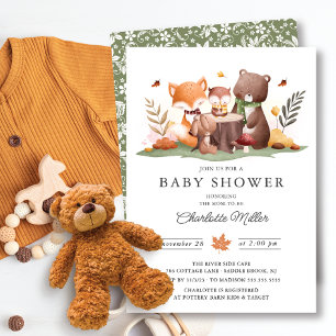 Invitation Baby shower d'animaux de bois doux