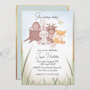 Invitation Baby shower d'animaux de bois mignons