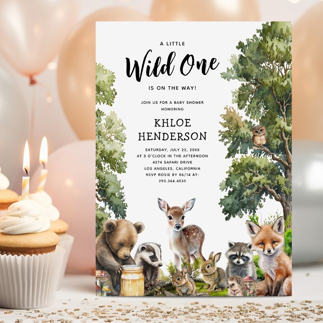 Invitation Baby shower d'animaux de bois mignons (Créateur téléchargé)