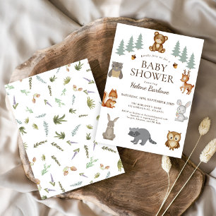 Invitation Baby shower d'animaux de bois mignons