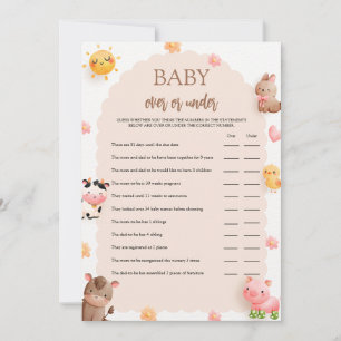 Invitation Baby shower d'animaux de ferme sur ou sous la cart