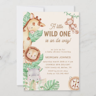 Invitation Baby shower d'animaux de la jungle mignonne