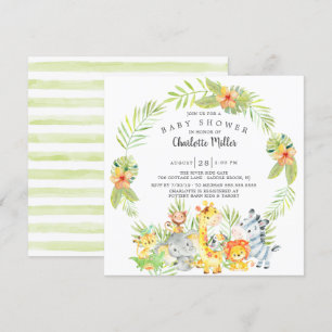 Invitation Baby shower d'animaux de la jungle neutre