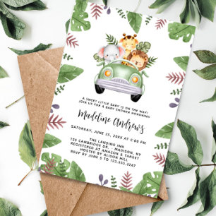 Invitation Baby shower d'animaux de la Jungle Safari