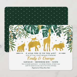 Invitation Baby shower d'animaux de la jungle tropicale moder