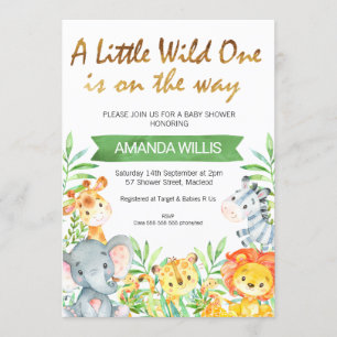 Invitation baby shower d'animaux de safari Wild On