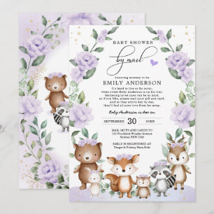 Invitation Baby shower d'animaux des bois floraux