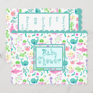 Invitation Baby shower d'animaux marins