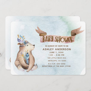 Invitation Baby shower d'animaux rustiques de l'ours de saute