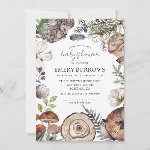 Invitation Baby shower d'animaux rustiques en bois