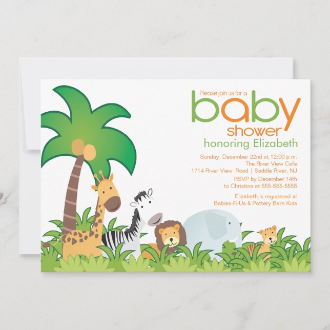 Invitation Baby shower d'animaux Safari moderne (Devant)