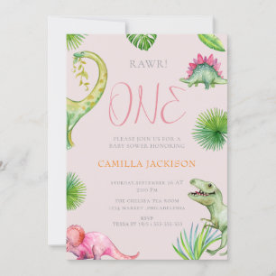 Invitation Baby shower d'anniversaire de Dinosaur