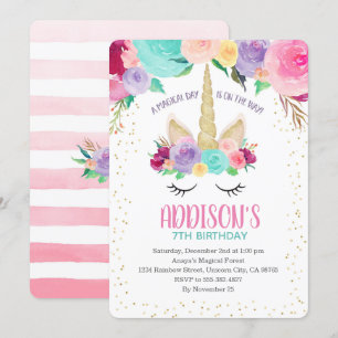 Invitation Baby shower d'anniversaire d'invitation de licorne