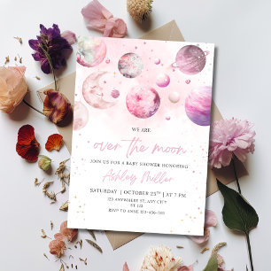 Invitation Baby Shower Dans La Lune Fille Astronaute