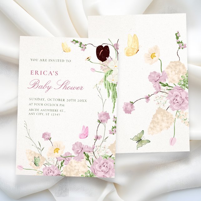 Invitation Baby shower dans un jardin fleuri (Créateur téléchargé)