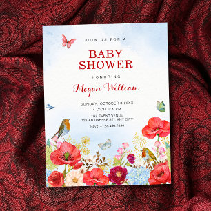 Invitation Baby shower dans un jardin fleuri