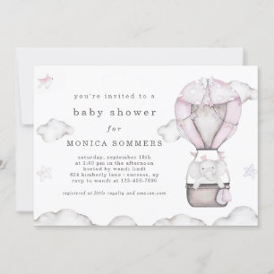 Invitation Baby shower dans un nuage (rose)