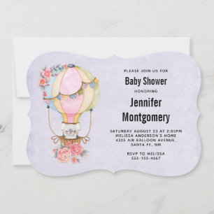 Invitation Baby shower d'aquarelle à bulle d'air chaud