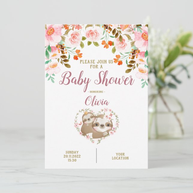 Invitation Baby shower d'aquarelle à fentes (Debout devant)