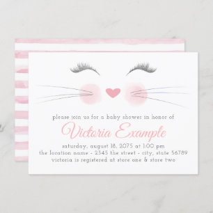 Invitation Baby shower d'aquarelle à visage féminin