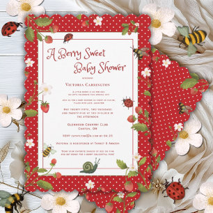 Invitation Baby shower d'aquarelle aux fraises doux Berry