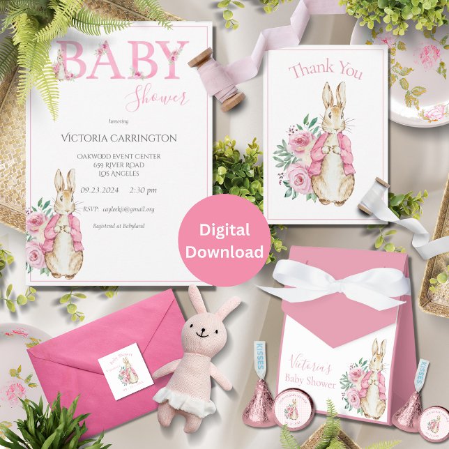Invitation Baby shower d'aquarelle Beatrix Potter Bunny Rabbi (Créateur téléchargé)