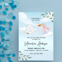 Baby shower d'aquarelle bleu et blanc
