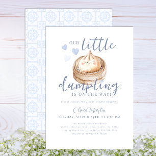 Invitation Baby shower d'aquarelle bleu Little Dumpling