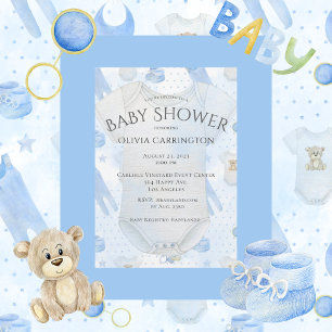 Invitation Baby shower d'aquarelle Blue Baby Boy