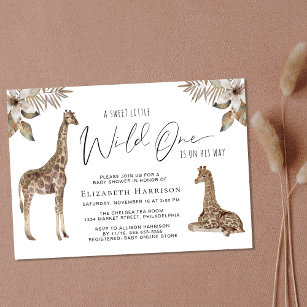 Invitation Baby shower d'aquarelle Boho Giraffes