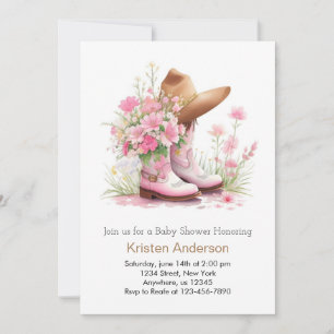 Invitation Baby shower d'aquarelle Casquette et bottes