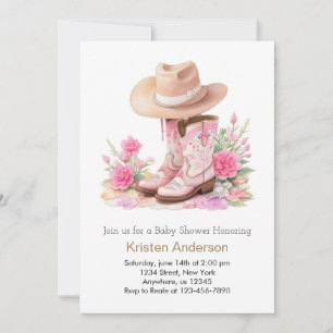 Invitation Baby shower d'aquarelle Casquette et bottes