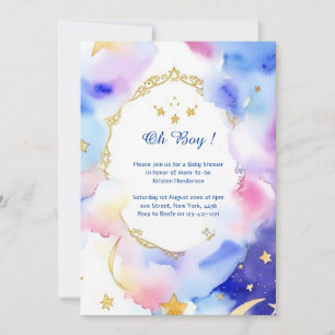 Invitation Baby shower d'aquarelle céleste