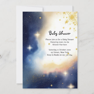 Invitation Baby shower d'aquarelle céleste