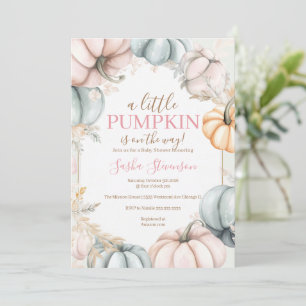 Invitation Baby shower d'aquarelle citrouille d'automne