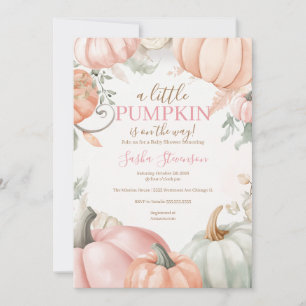 Invitation Baby shower d'aquarelle citrouille d'automne