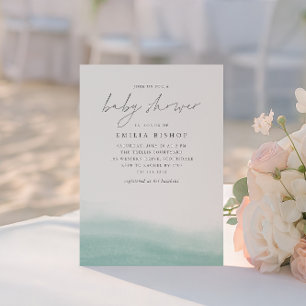 Invitation Baby shower d'aquarelle côtière Marées de Seaglass